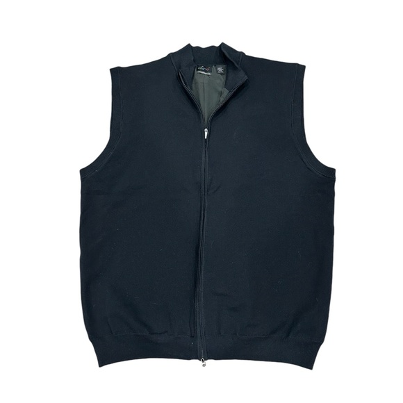 Men's Greg Norman XL Knit Sweater Vest Black Zipper Cotton Windbreaker Lining - Picture 4 of 11